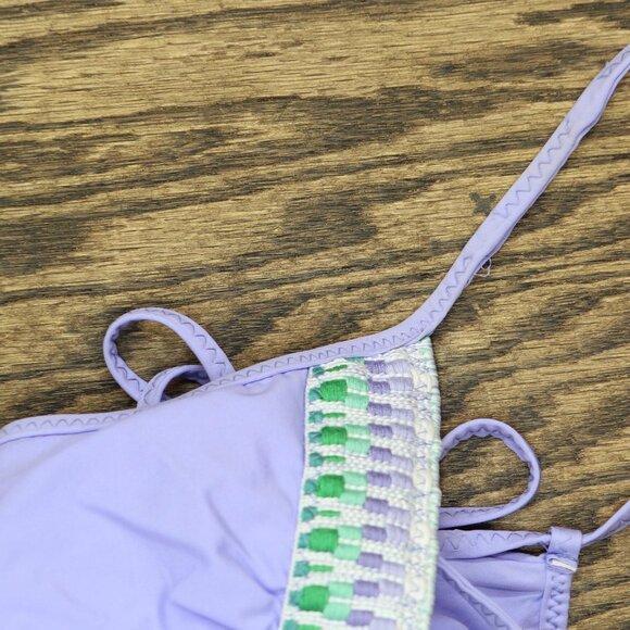 Becca Womens Standard Crochet Trim One Piece Swimsuit 611157 Bellflower Purple S - Picture 4 of 7